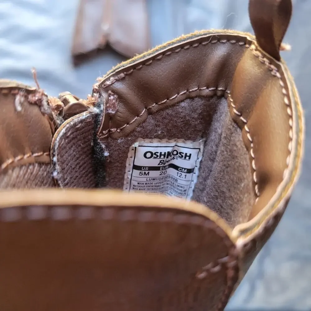 OshKosh BGosh Lumi Riding Boot Equestrian Little Girl 5 Faux Leather Zip Up Shoe